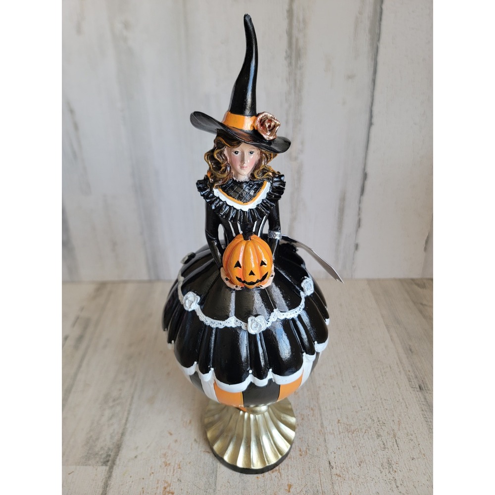 Bella Lux NEW Halloween witch black unique pumpkin tabletop home decor